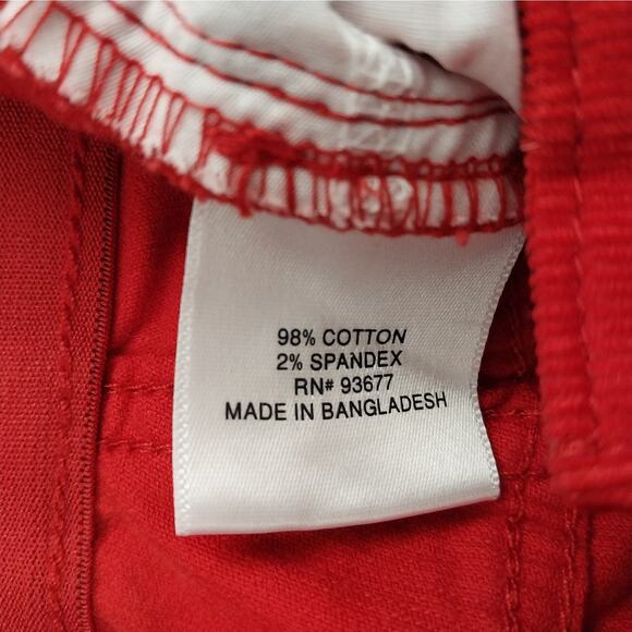 NWT@$49! ST. JOHN'S BAY! ROUGE RED FINE WALE CORDUROY FLARE PANTS, JEANS! SZ 16 - Picture 10 of 12